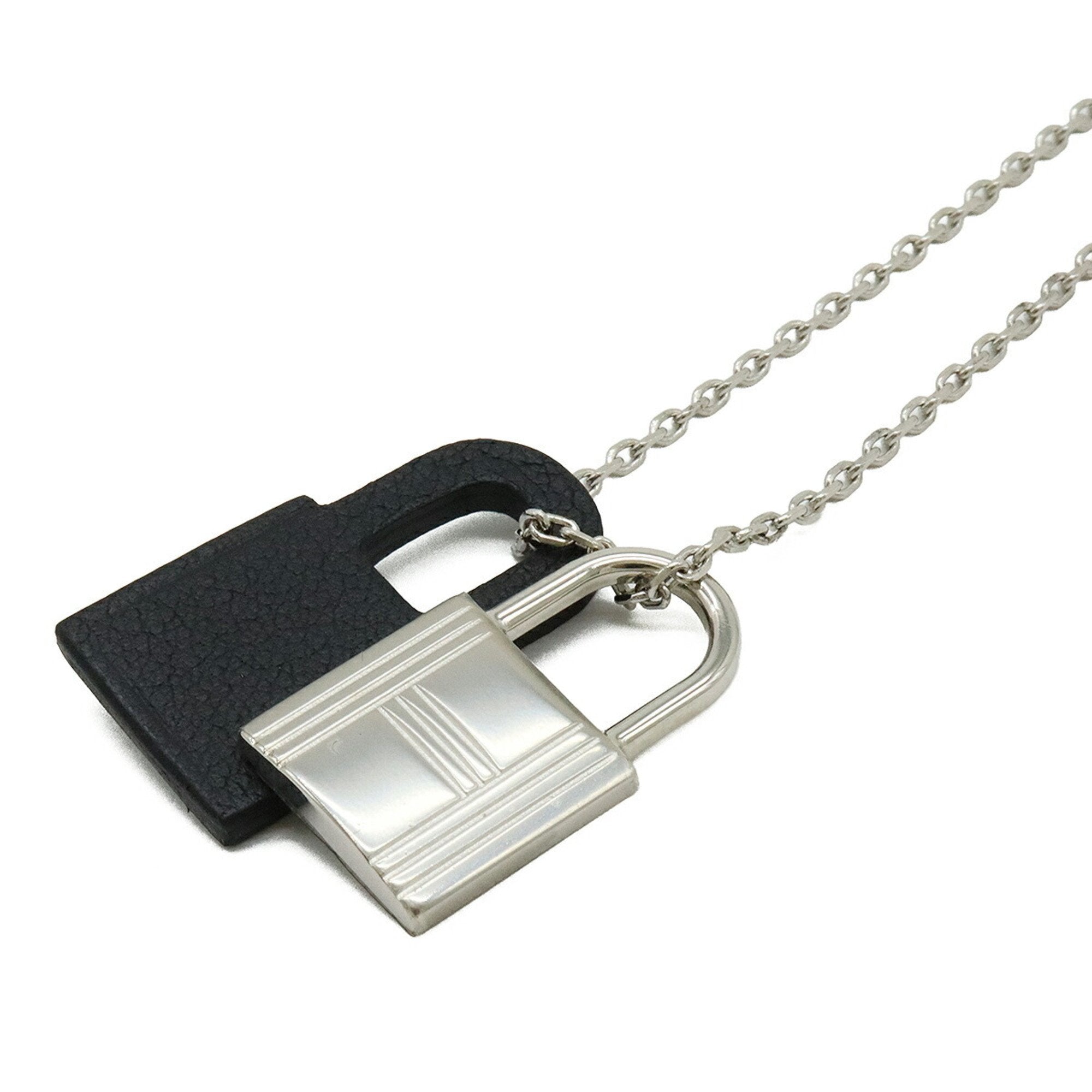 Kelly O'Kelly Padlock Pendant Necklace Leather and Metal Mini