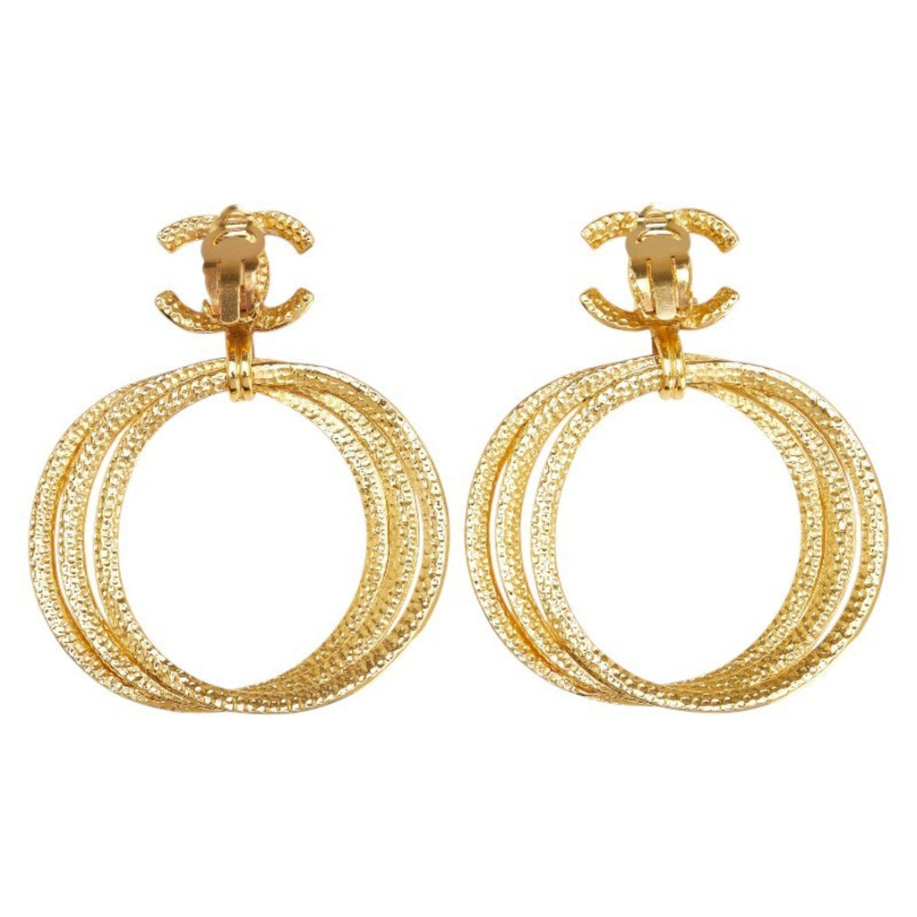 CC Logo Clip-On Earrings Metal Gold-Tone Metal