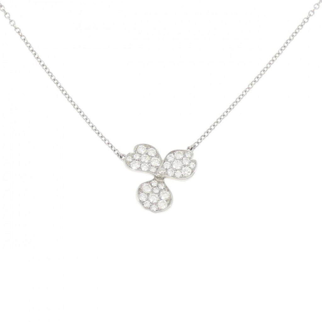 Paper Flower Pendant Necklace Platinum with Diamond