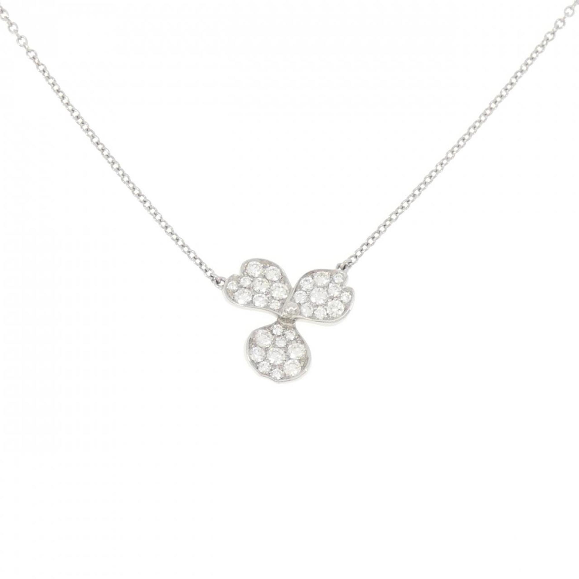 Paper Flower Pendant Necklace Platinum with Diamond
