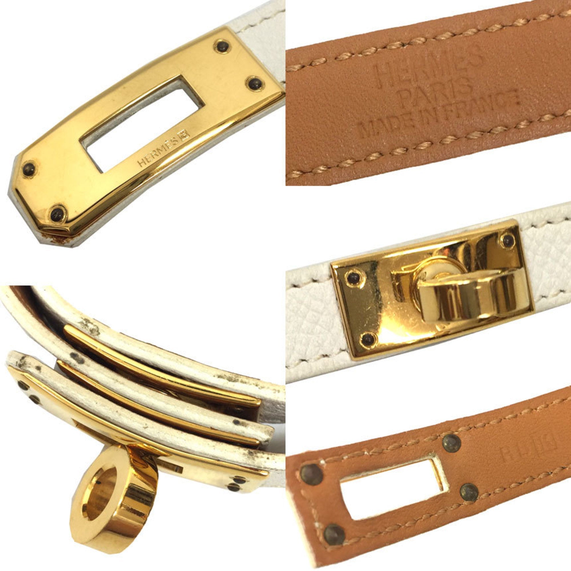 Kelly Double Tour Bracelet Epsom Leather White Small
