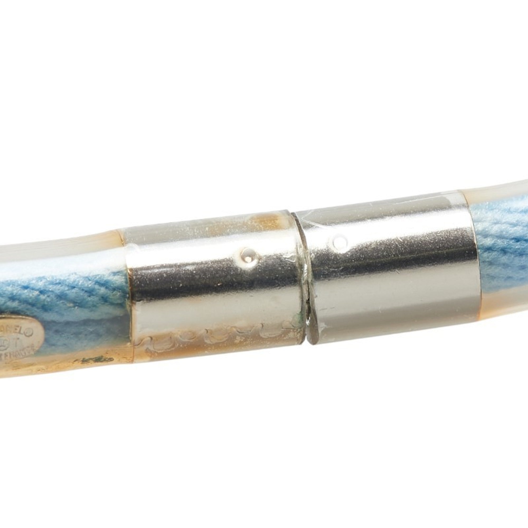 Pendant Necklace Cotton and Vinyl Light Blue Multicolor