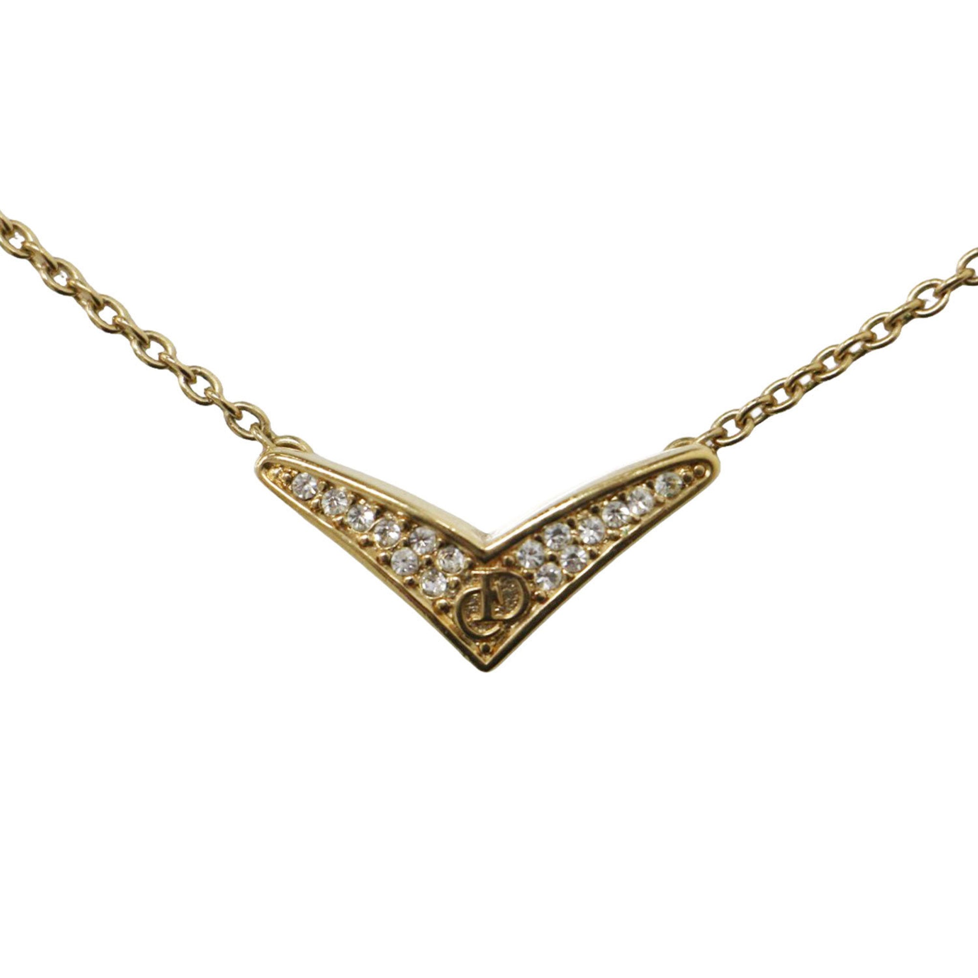 Pendant Necklace Gold With Rhinestone