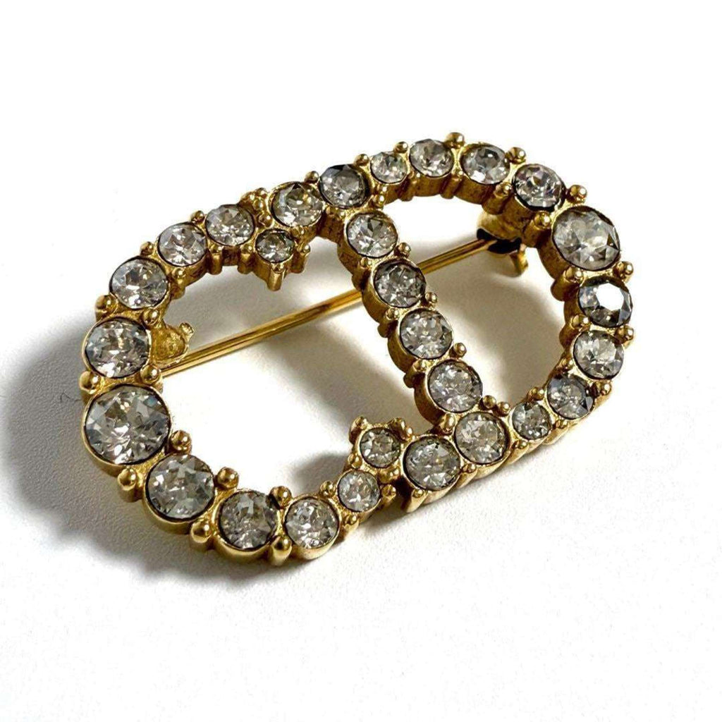 Clair D Lune Brooch Metal and Rhinestone