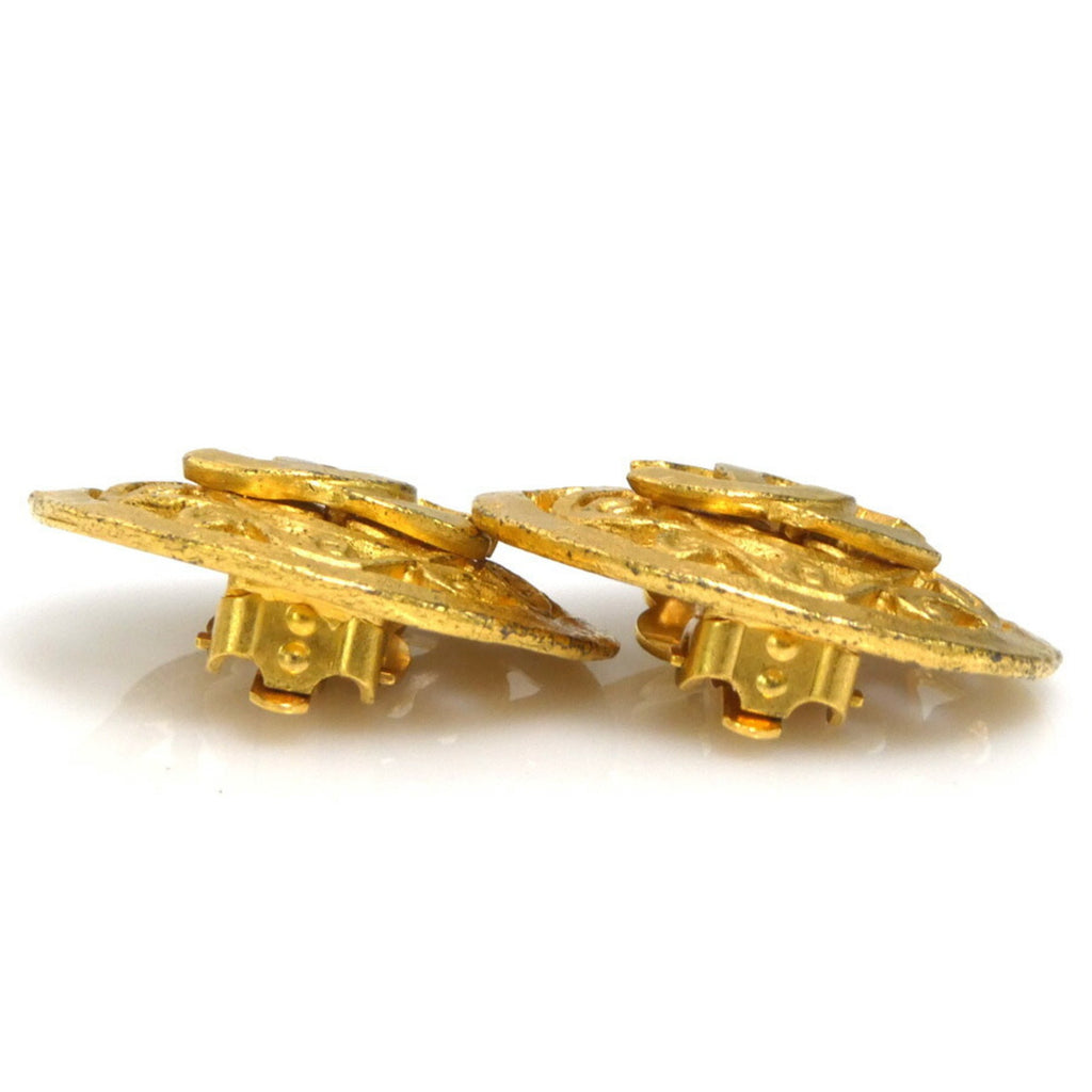 CC Logo Clip-On Earrings Gold-Tone Metal Gold-Tone Metal
