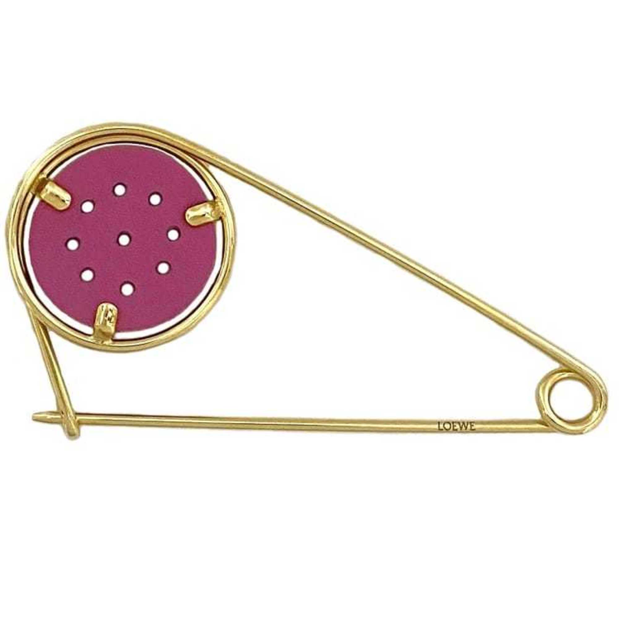 Pin Brooch Leather and Metal Purple