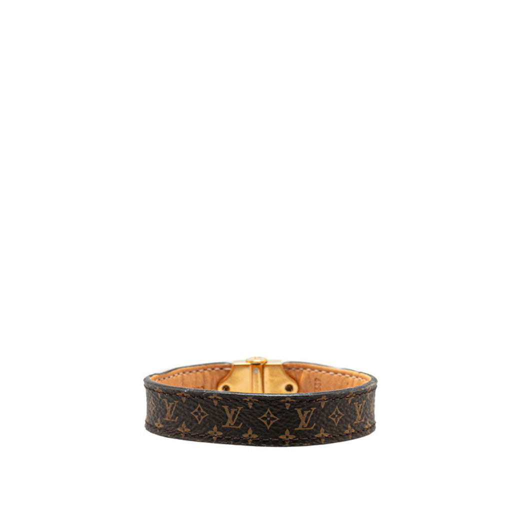 Monogram Bracelet Brown Leather and Gold