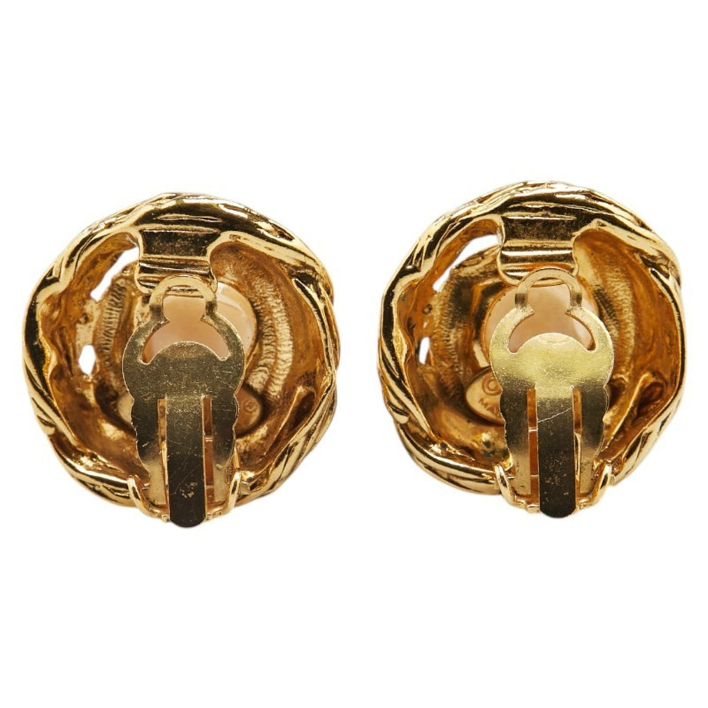 Pearl Clip-On Earrings Artificial Pearl and Gold