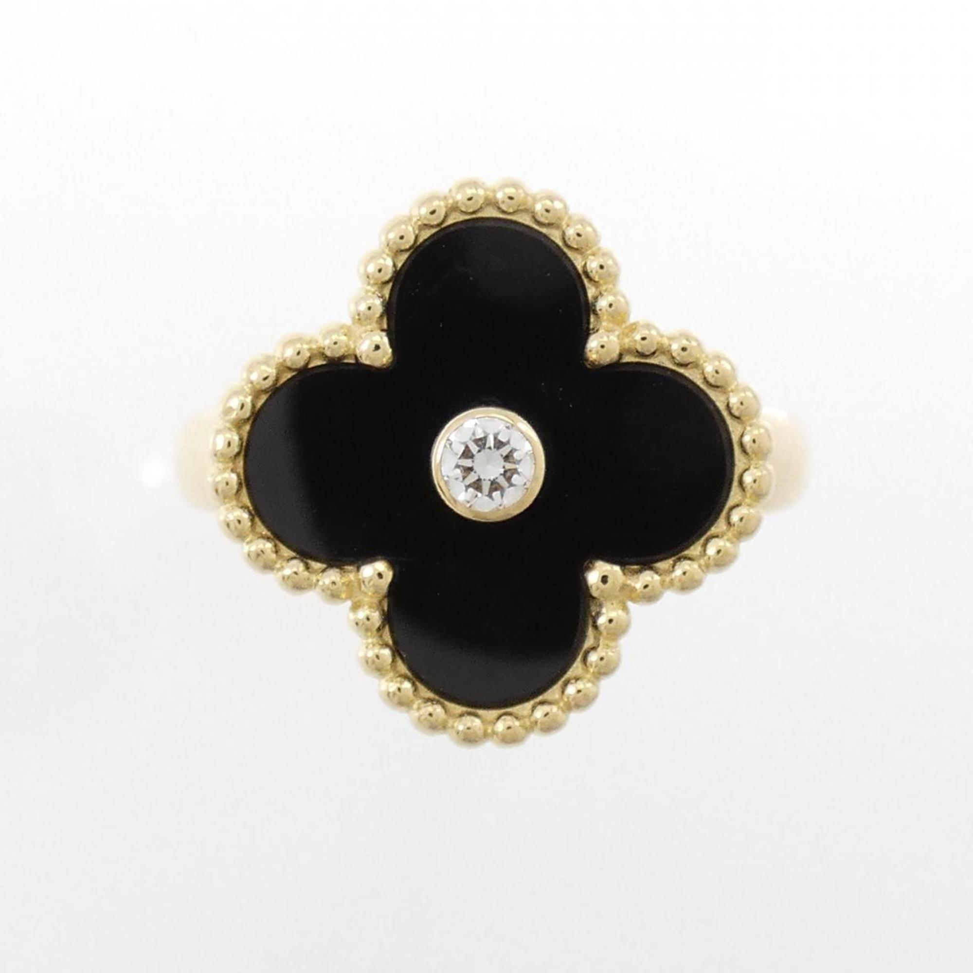 Vintage Alhambra Ring 18K Yellow Gold and Onyx