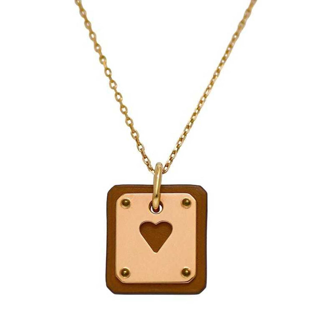 Pendant Necklace Gold and Leather and Swift Leather