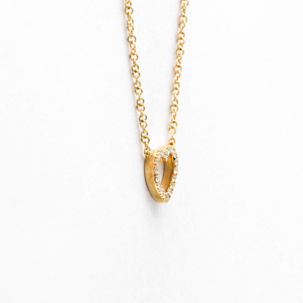 Sentimental Heart Pendant Necklace 18K Rose Gold with Diamond