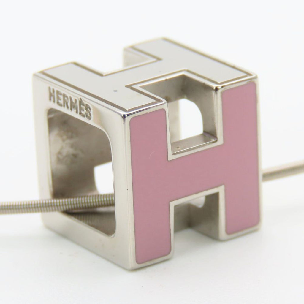 Pendant Necklace Metal Pink and Silver