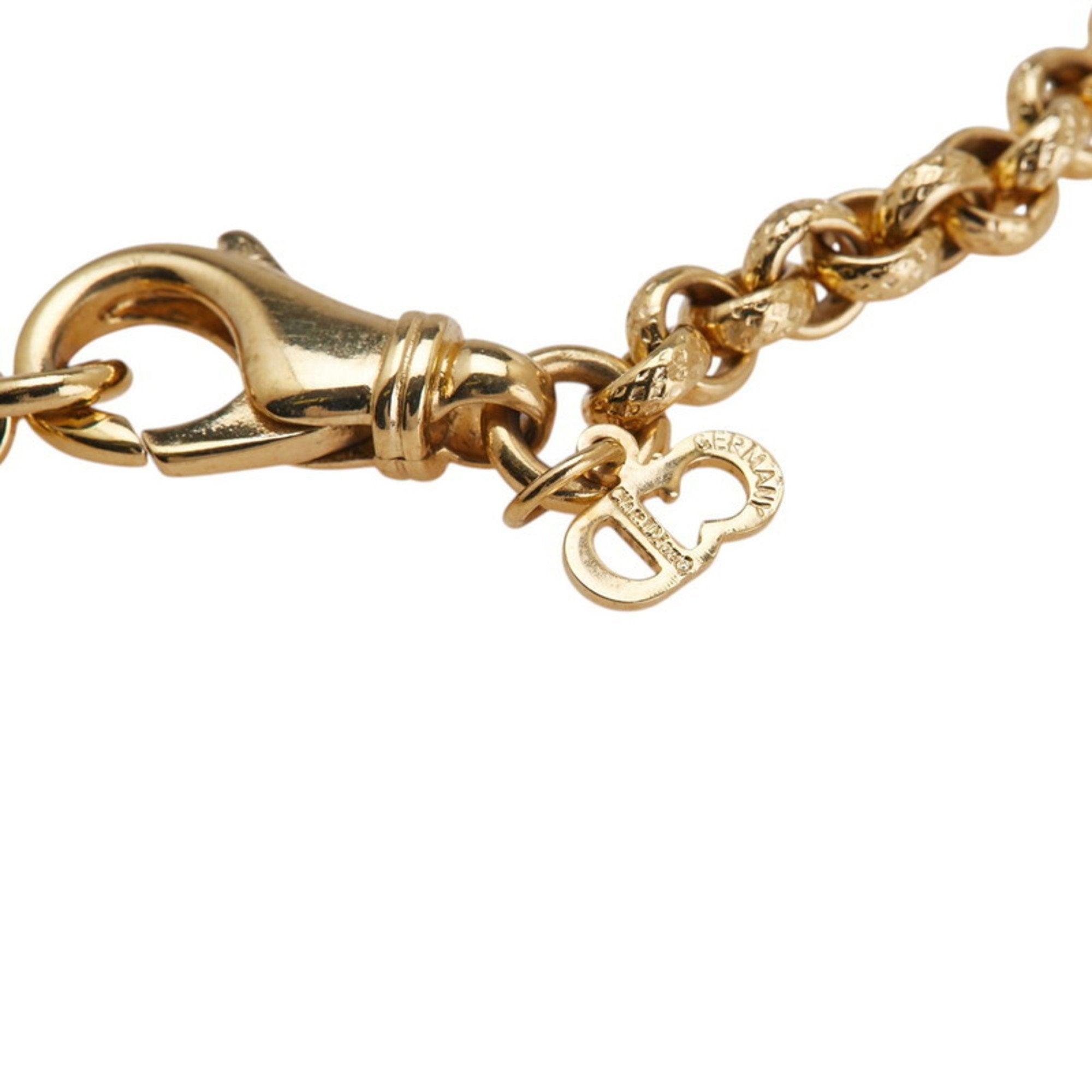 Flower Motif Round Pendant Necklace Gold Plated