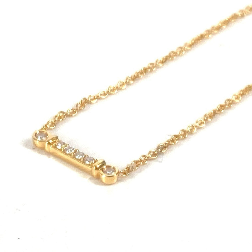Fleur-de-lis Key Bar Pendant Necklace 18K Yellow Gold with Diamond