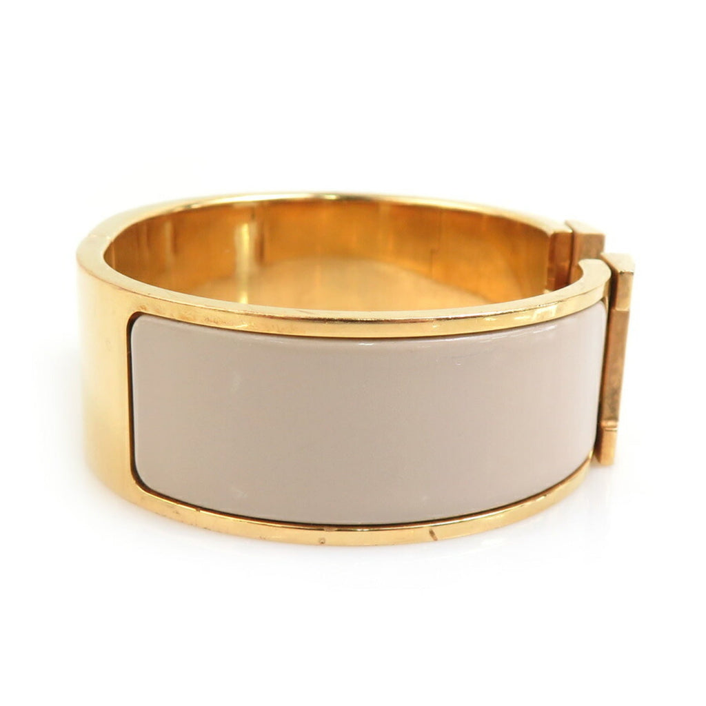 Bangle Bracelet Enamel and Metal Gold Grayish