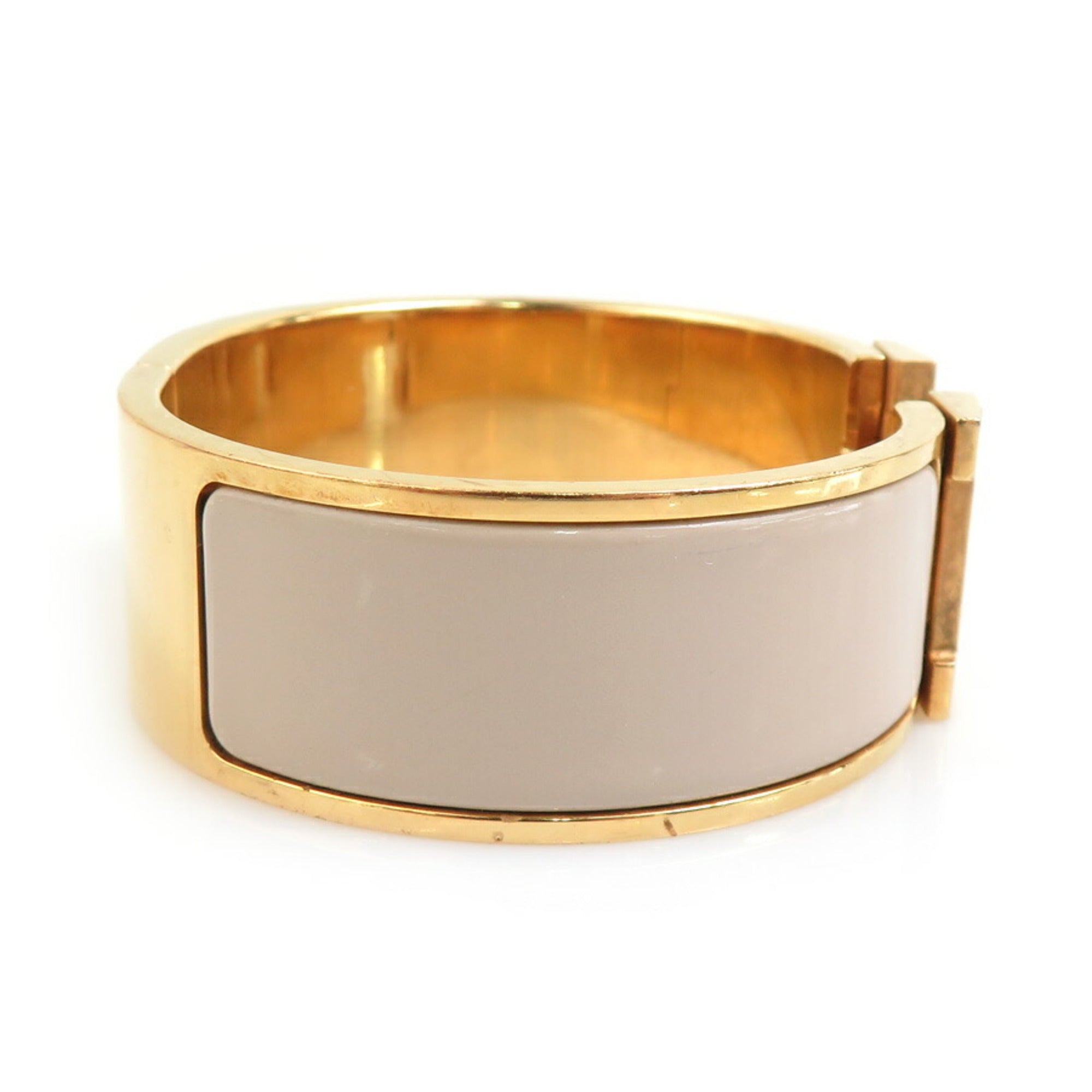 Bangle Bracelet Enamel and Metal Gold Grayish
