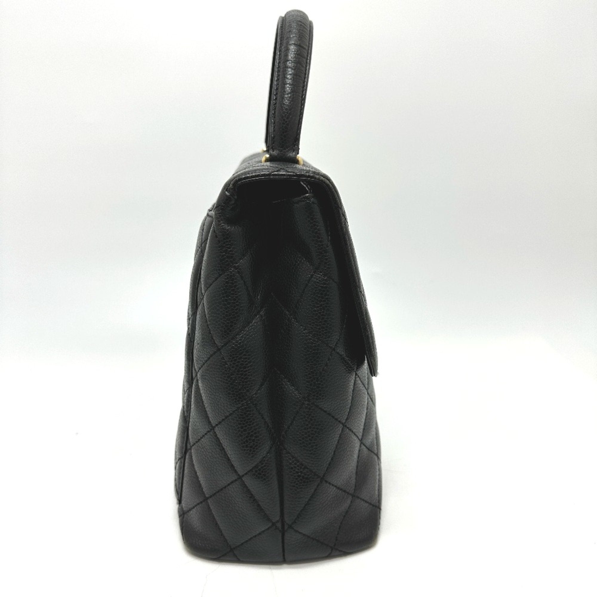 Vintage Classic Top Handle Flap Bag Quilted Caviar Jumbo