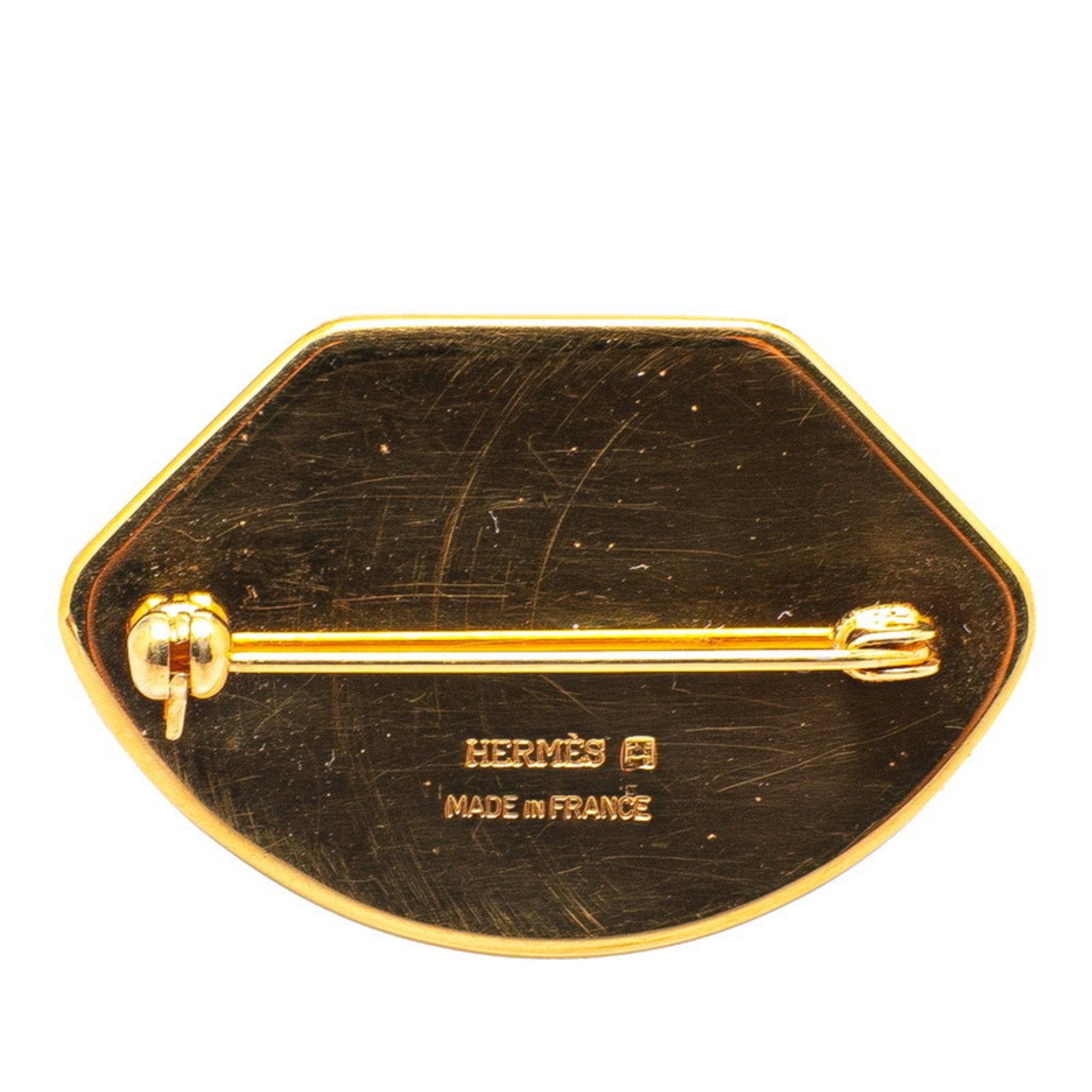 Enamel Cloisonné Brooch Black and Gold and Multi-Color