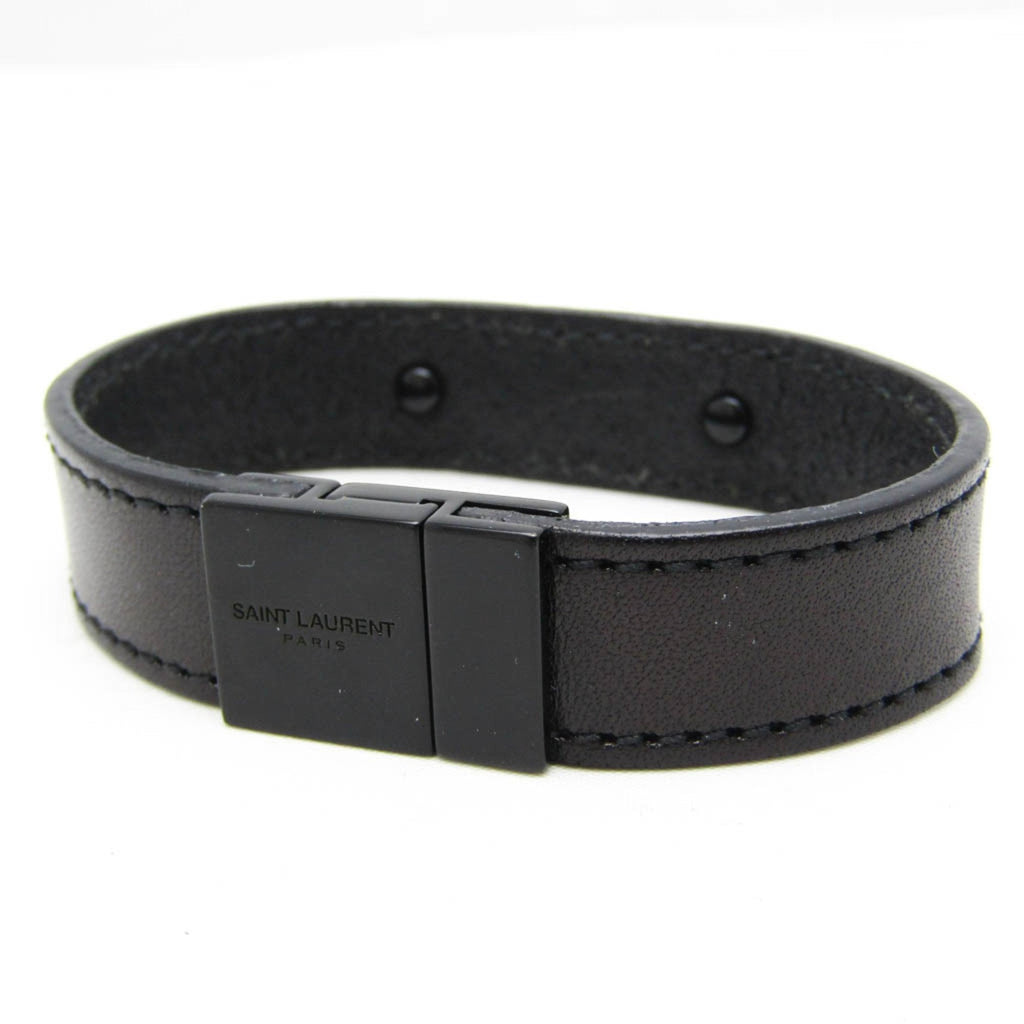 Plate Bangle Leather Black Bracelet