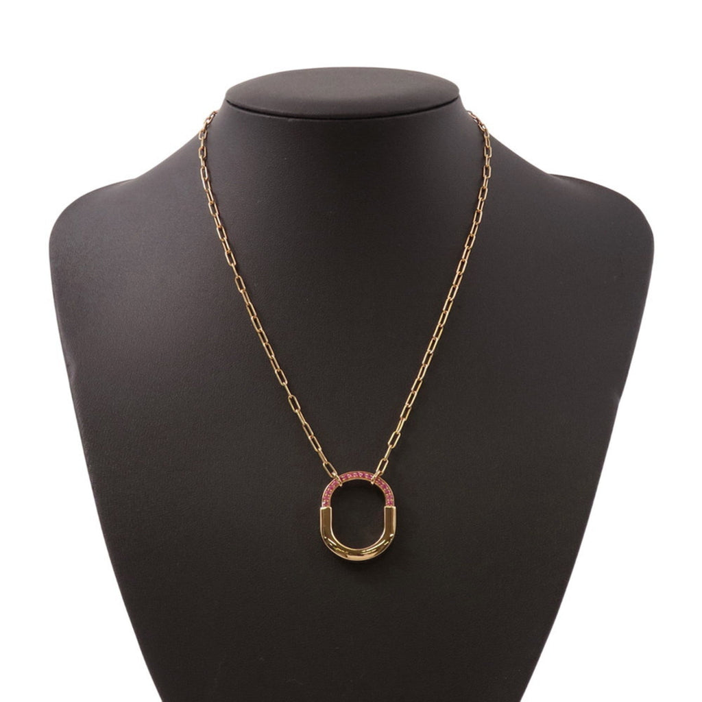 Rock Pendant Necklace 18K Rose Gold With Pink Sapphire 0.42 Carat Medium