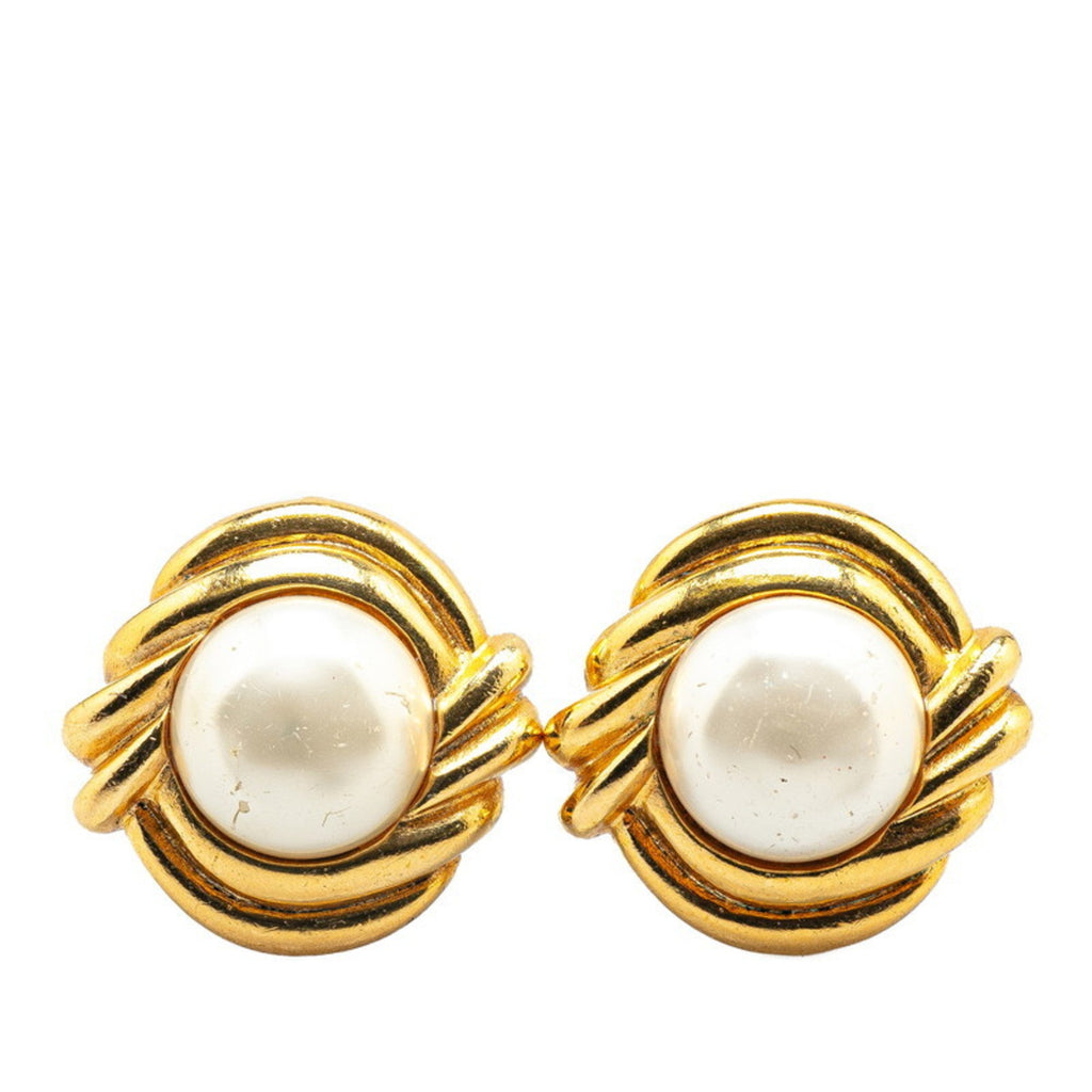 Clip-On Earrings Pearl Clip-On Gold-Tone Metal