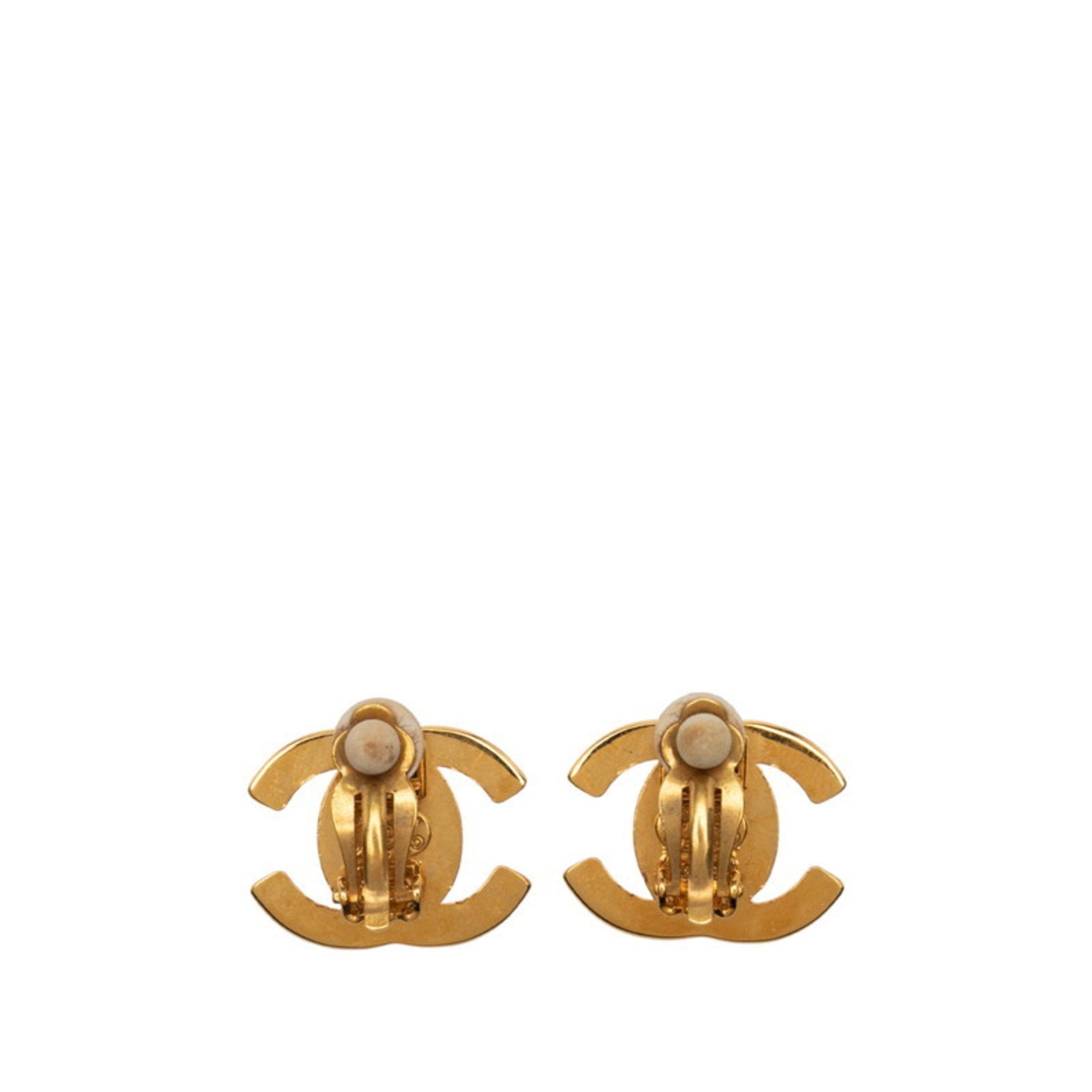 CC Logo Lock Clip-On Earrings Metal