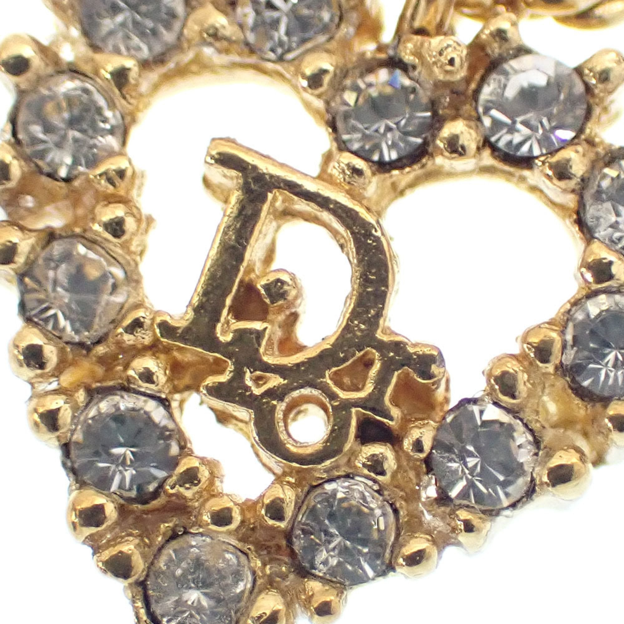 Heart Pendant Necklace Gold with Rhinestone