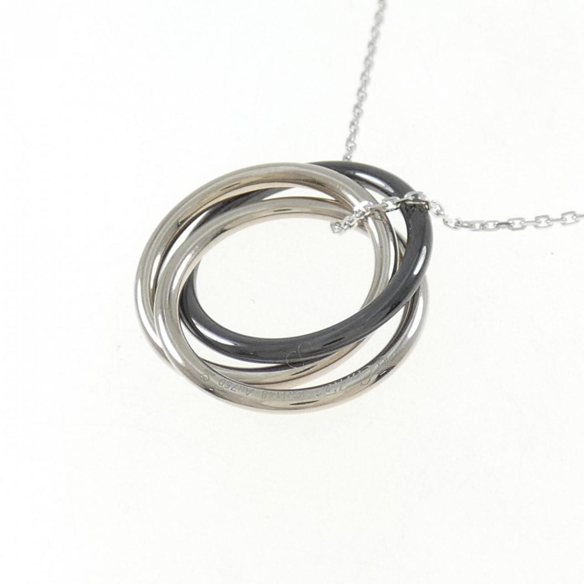 Trinity Pendant Necklace 18K White Gold and Ceramic