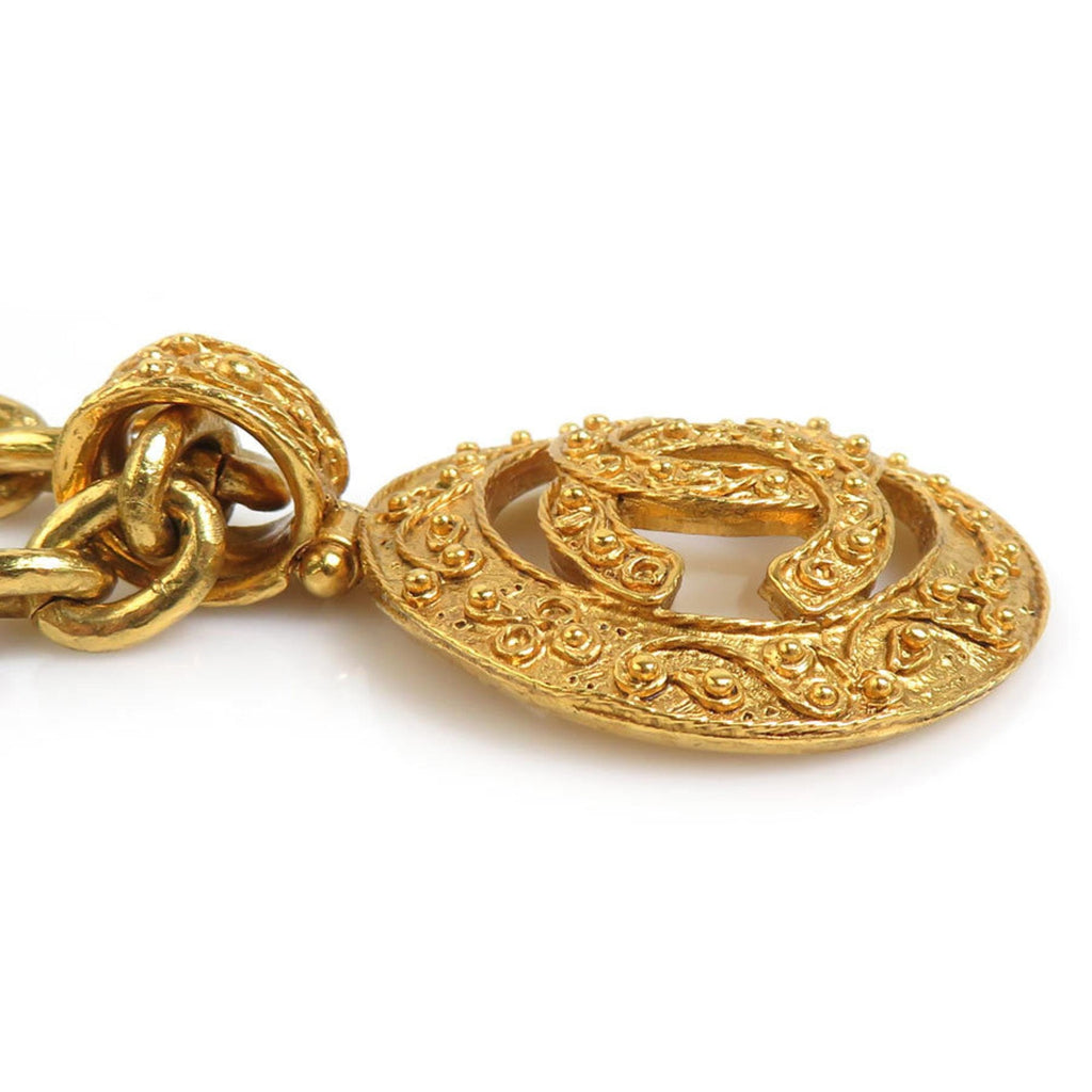 CC Logo Pendant Necklace Gold-Tone Metal