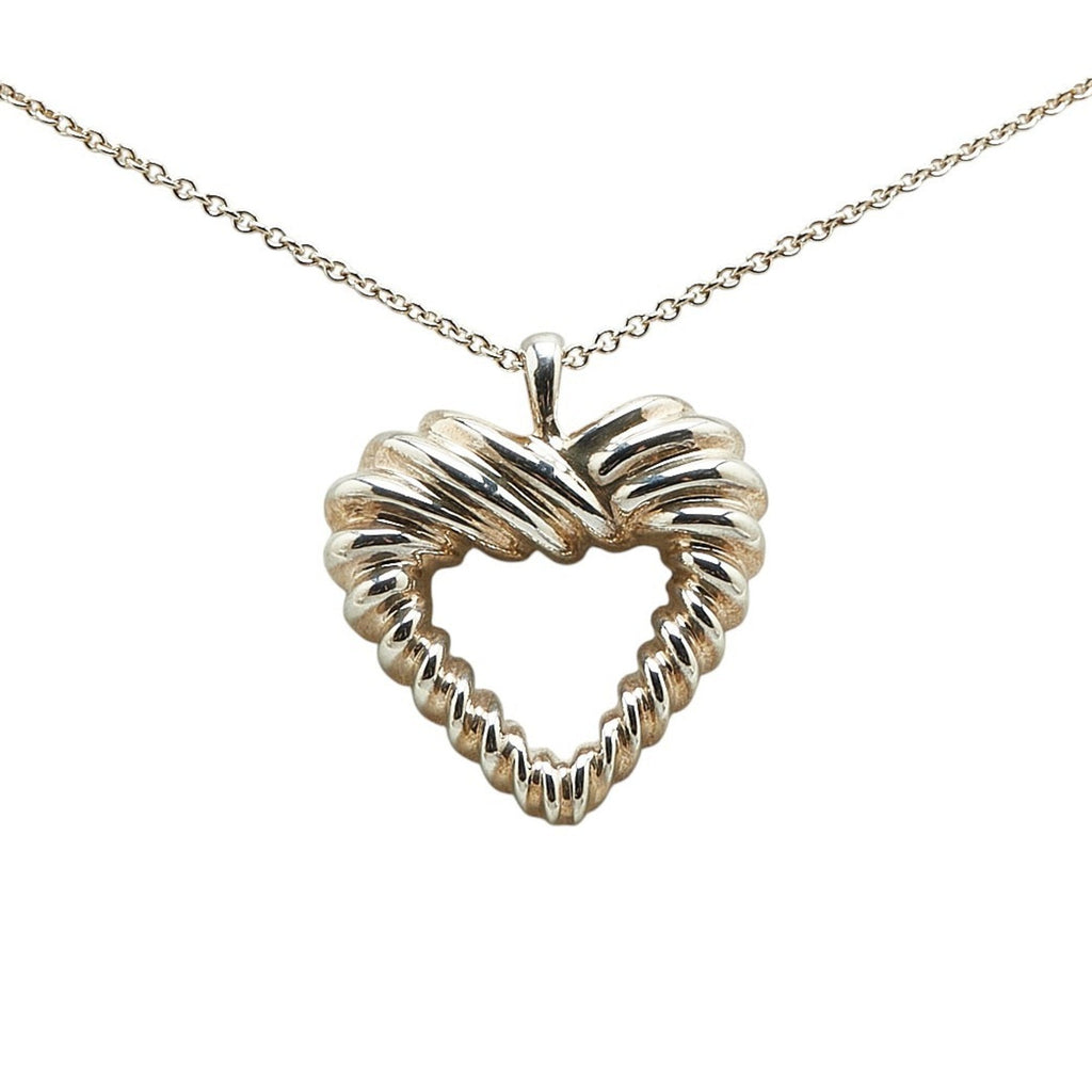 Twisted Heart Pendant Necklace Sterling Silver