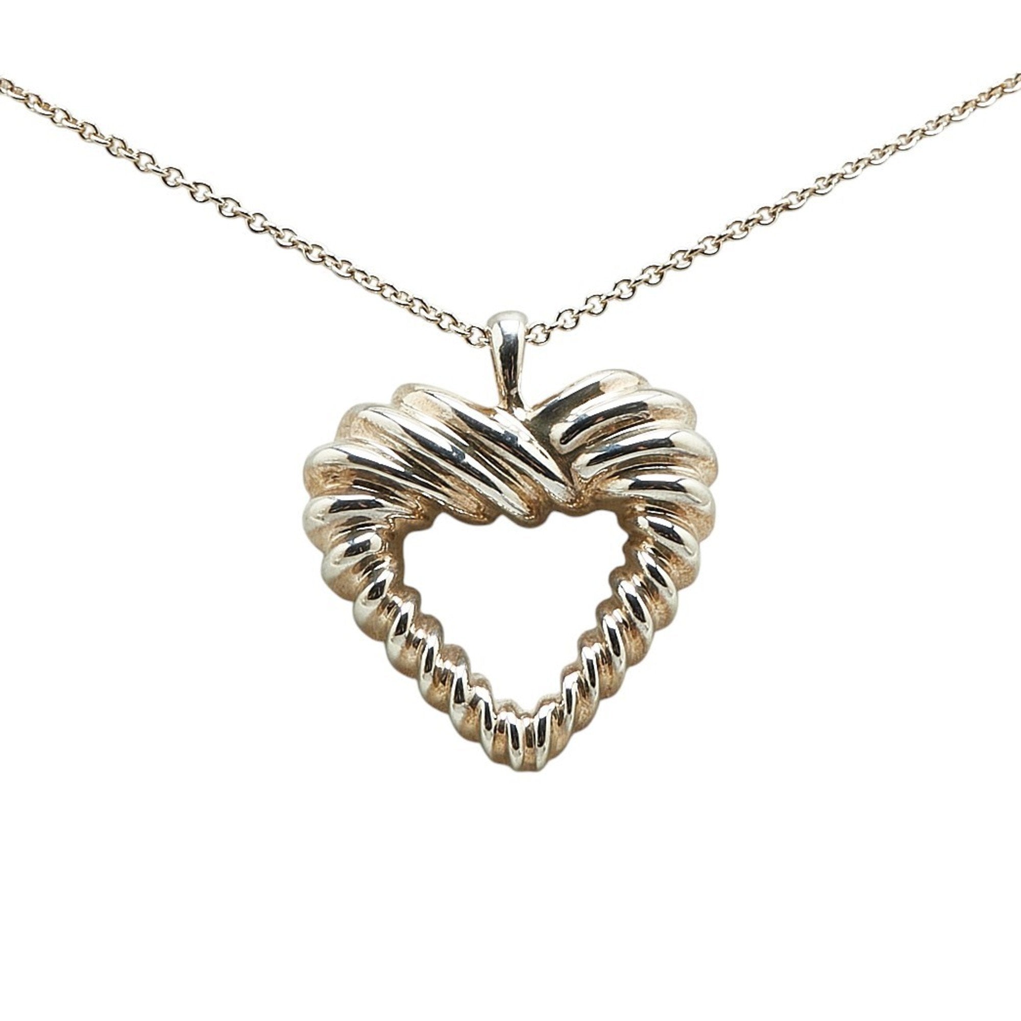 Twisted Heart Pendant Necklace Sterling Silver