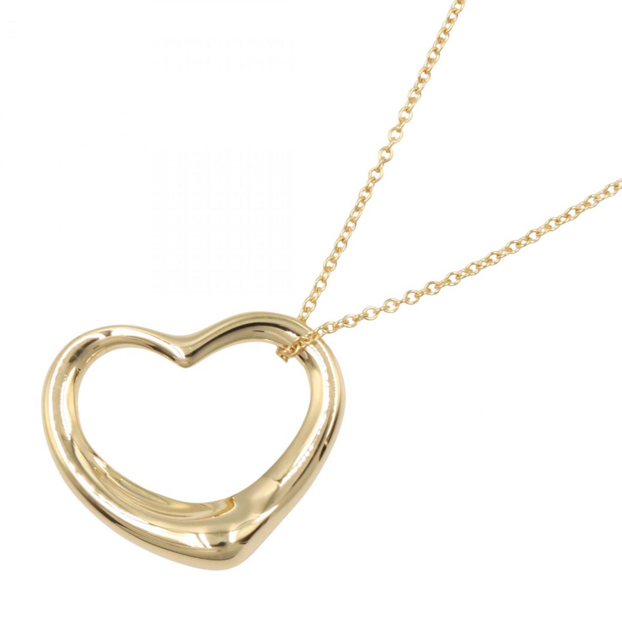 Open Heart Pendant Necklace 18K Yellow Gold 20mm