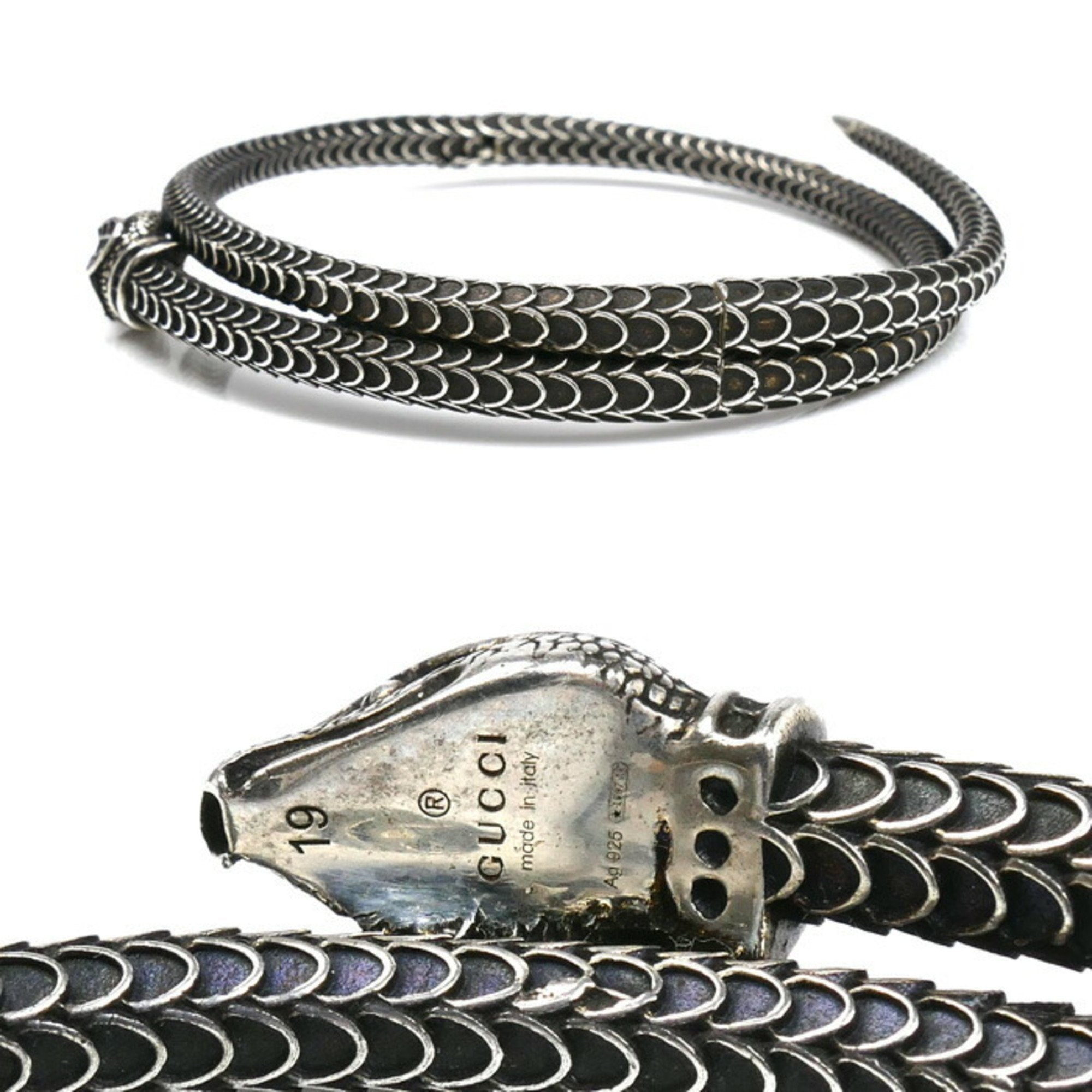 Snake Bangle Sterling Silver Bracelet