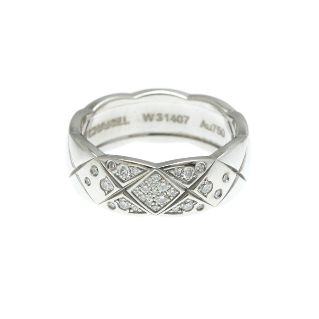 Band Ring 18K White Gold with Diamond Medium