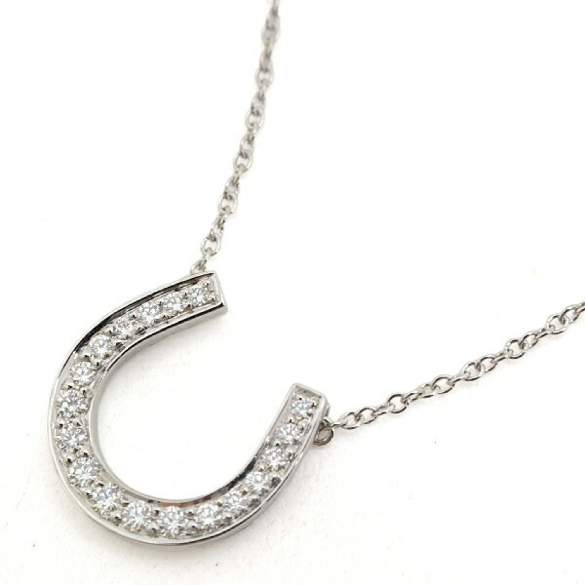 Horseshoe Pendant Necklace Platinum with Diamond