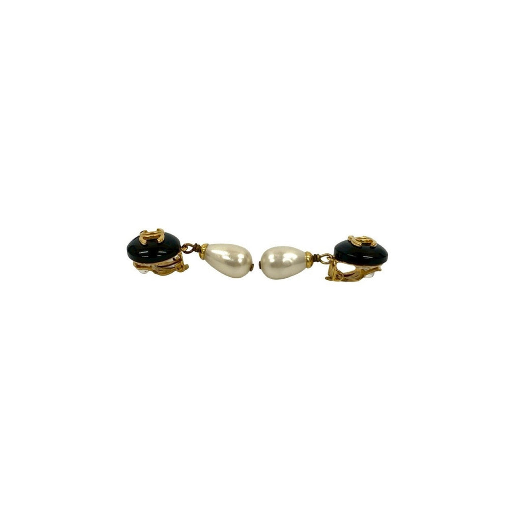 CC Logo Clip-On Earrings Metal Gold-Tone Metal