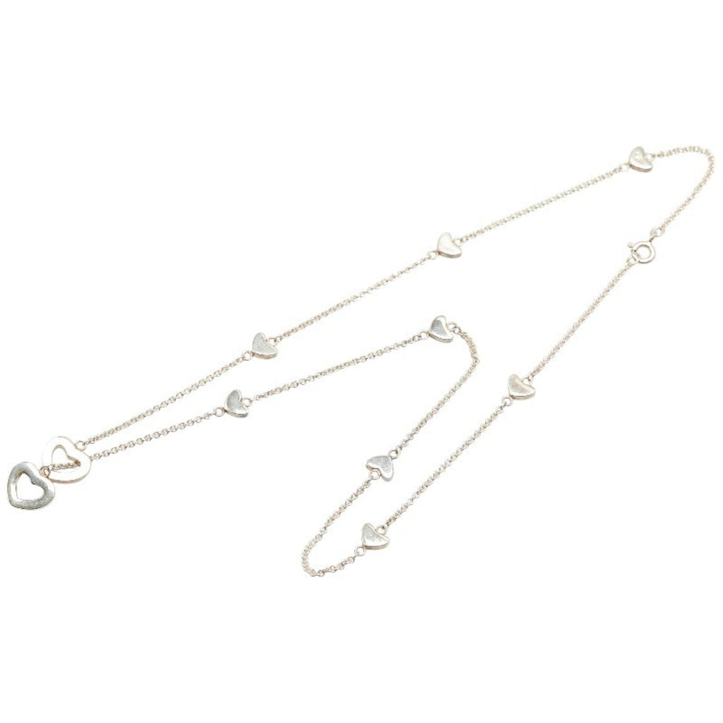 Heart Link Lariat Pendant Necklace Sterling Silver