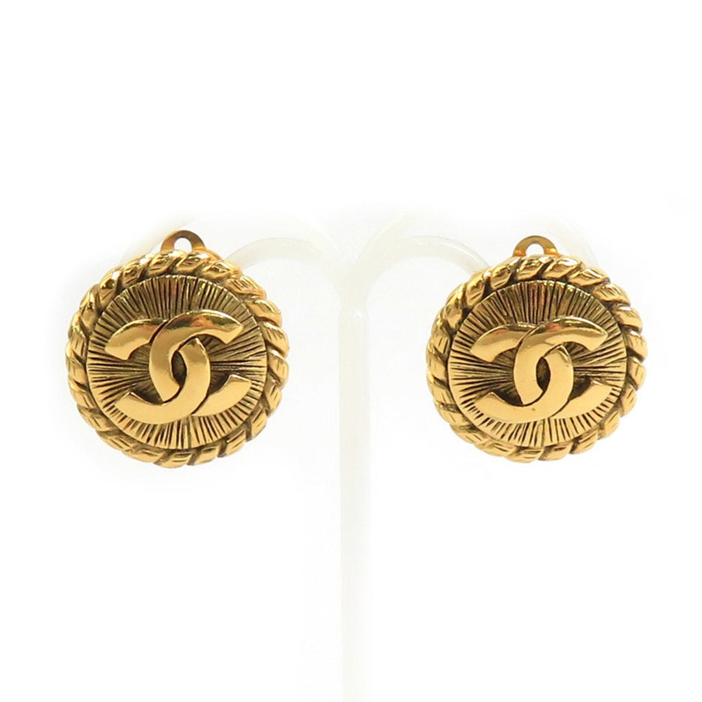 CC Logo Clip-On Earrings Gold-Tone Metal Gold-Tone Metal