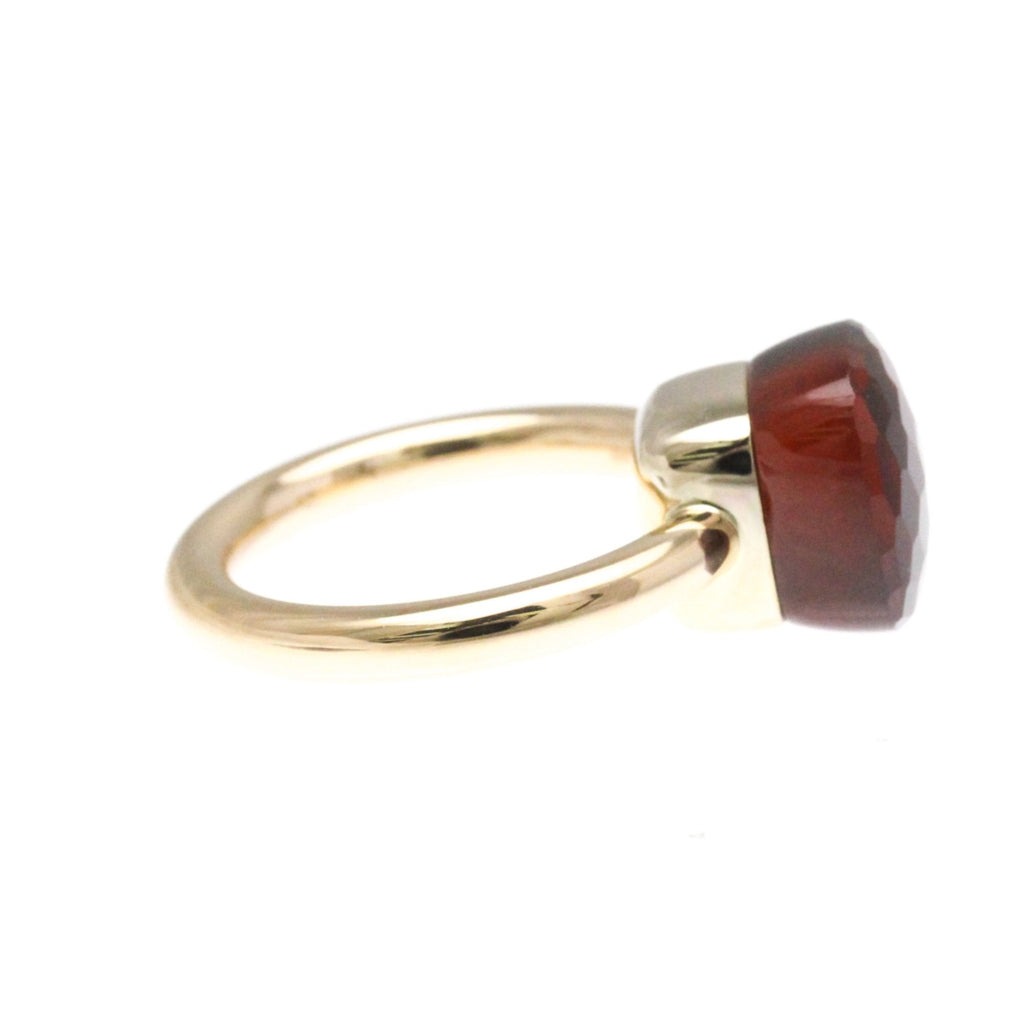Band Ring 18K Rose Gold and 18K White Gold with Garnet