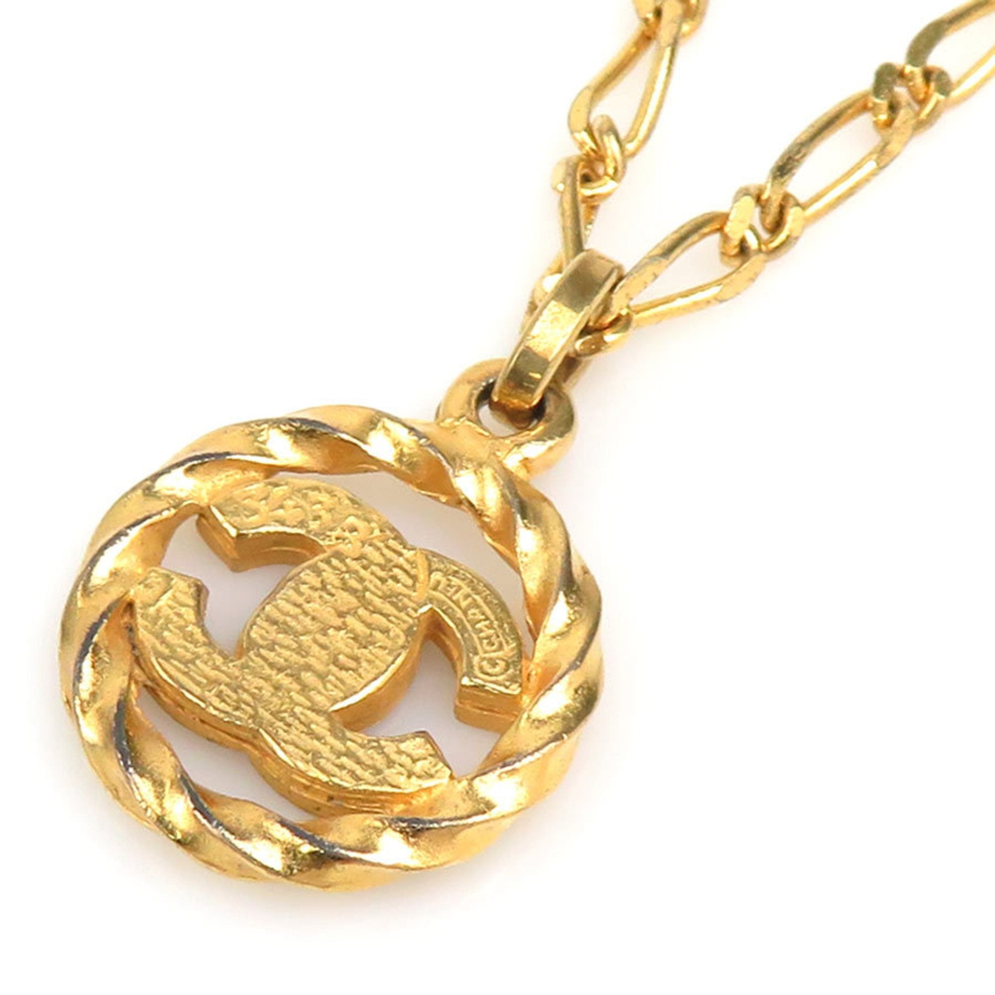 CC Logo Pendant Necklace Gold-Tone Metal