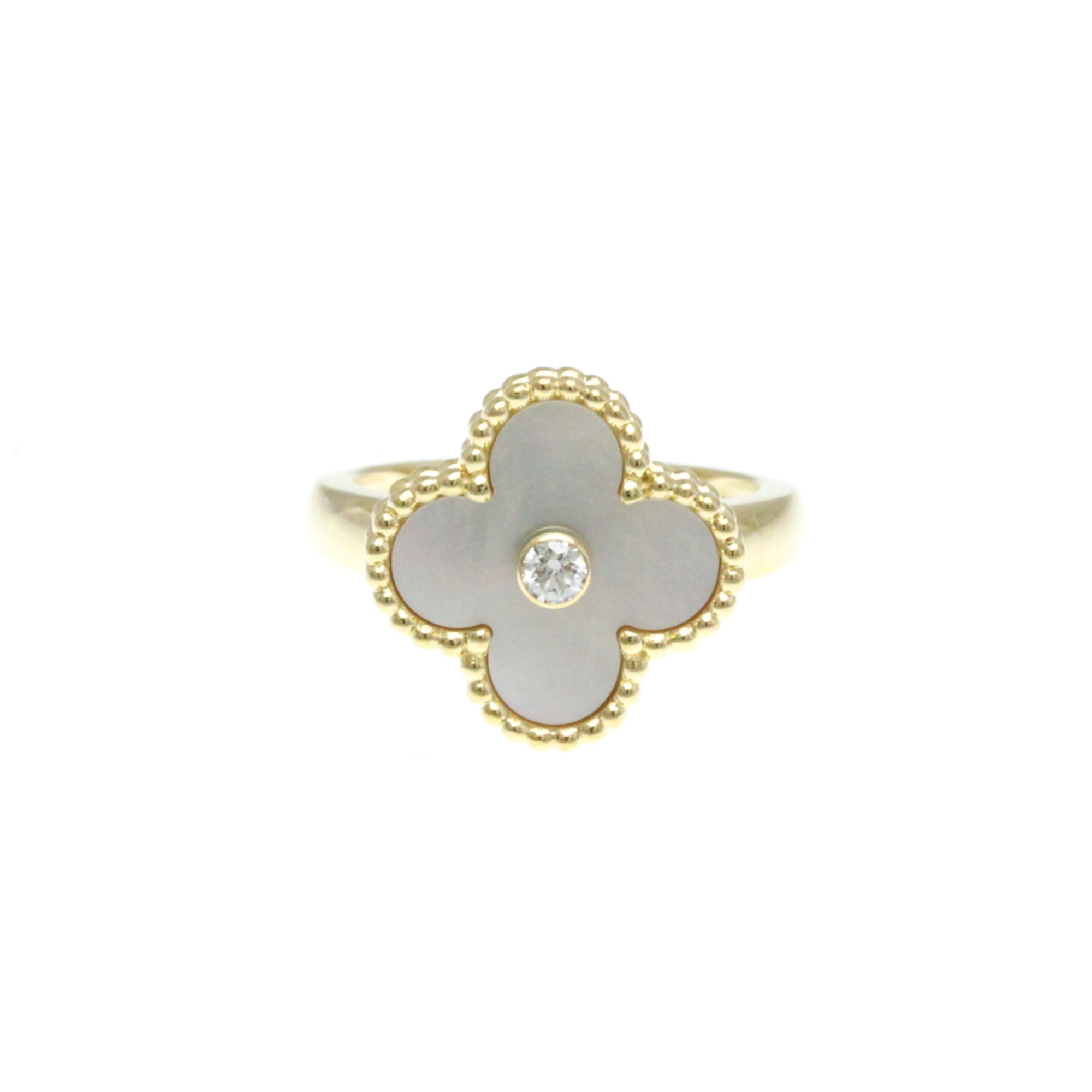 Vintage Alhambra Ring 18K Yellow Gold and Mother of Pearl