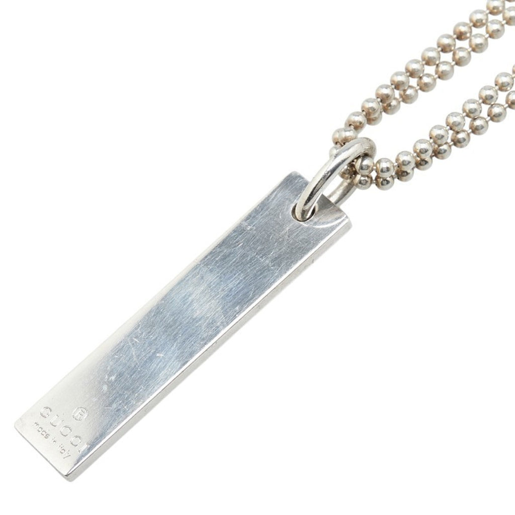 Plate Double Ball Chain Pendant Necklace Sterling Silver