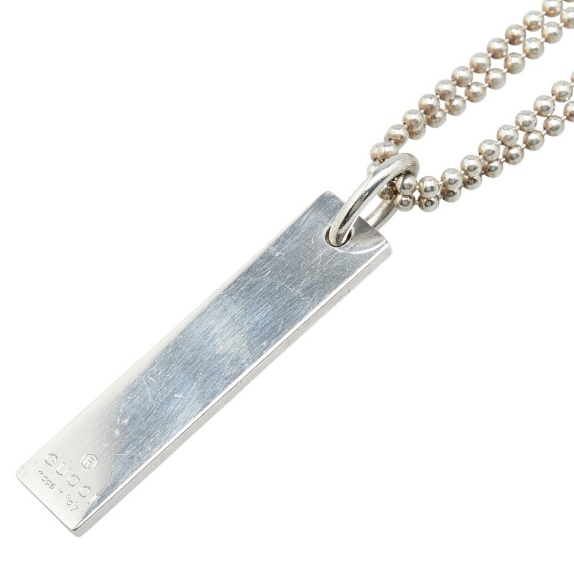 Plate Double Ball Chain Pendant Necklace Sterling Silver