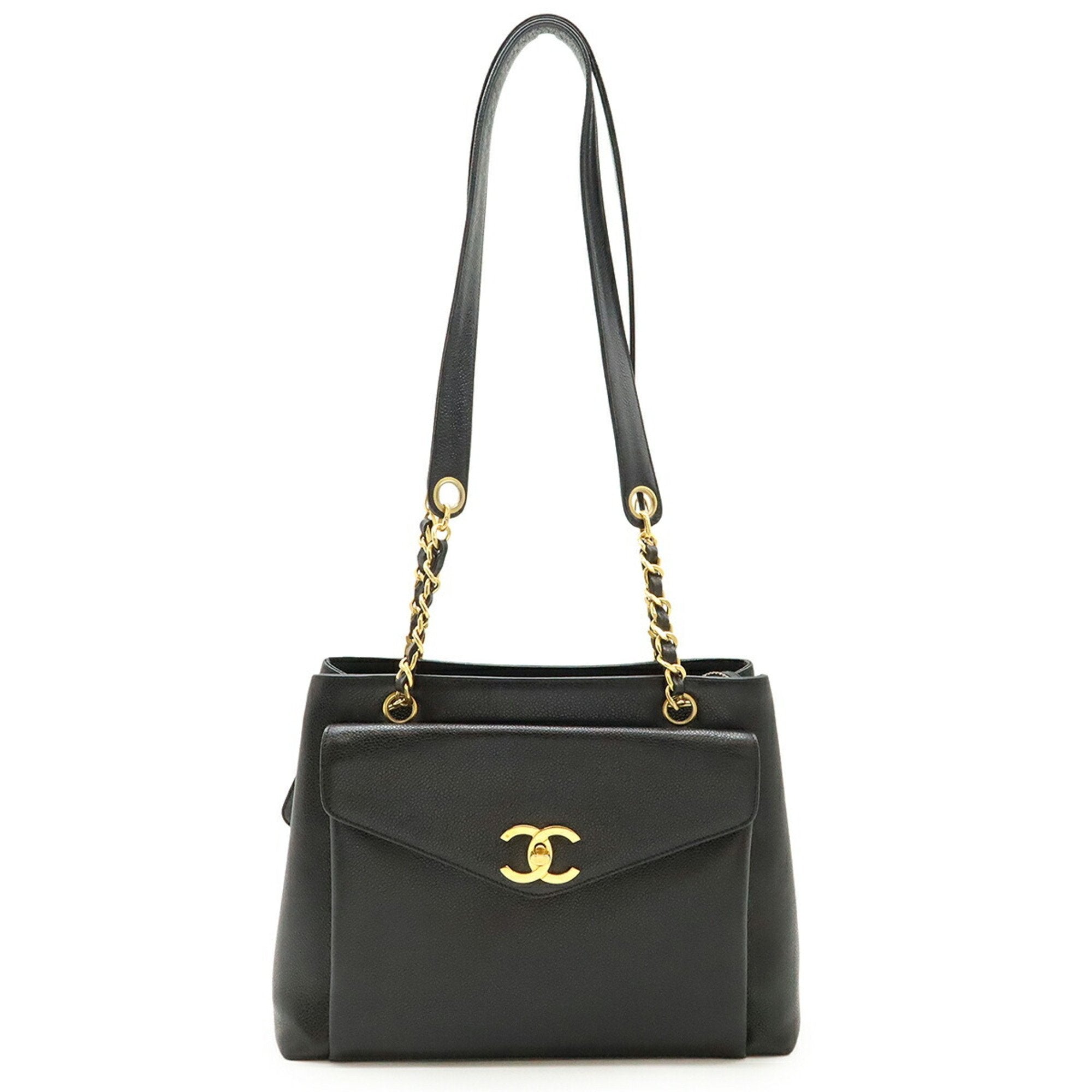 Vintage Front Pocket Tote Caviar Small