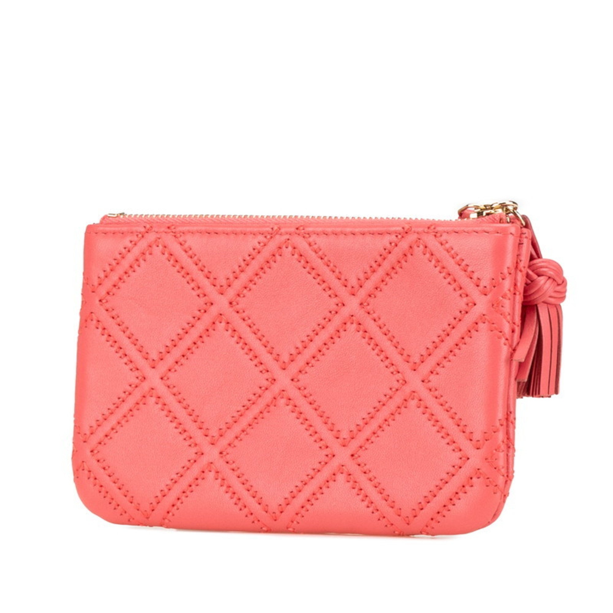 Double Stitch Tassel Wallet on Chain Quilted Lambskin