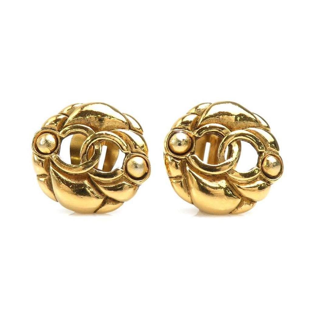 CC Logo Clip-On Earrings Gold-Tone Metal Gold-Tone Metal