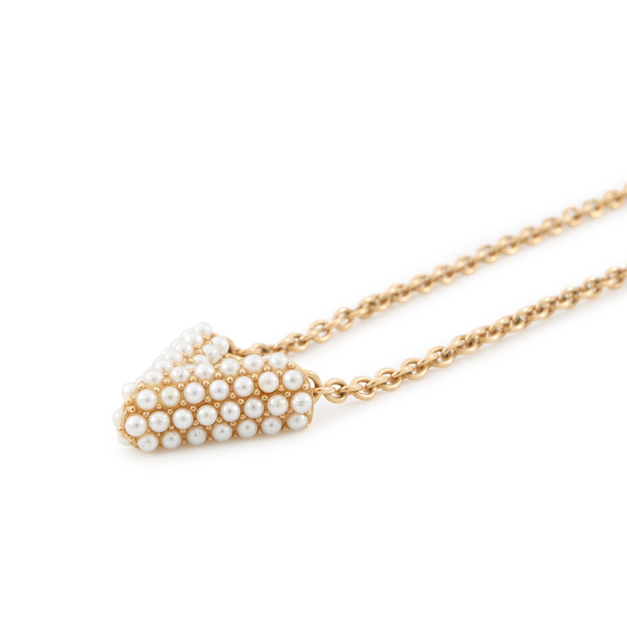 Pendant Necklace Gold Metal with Pearl