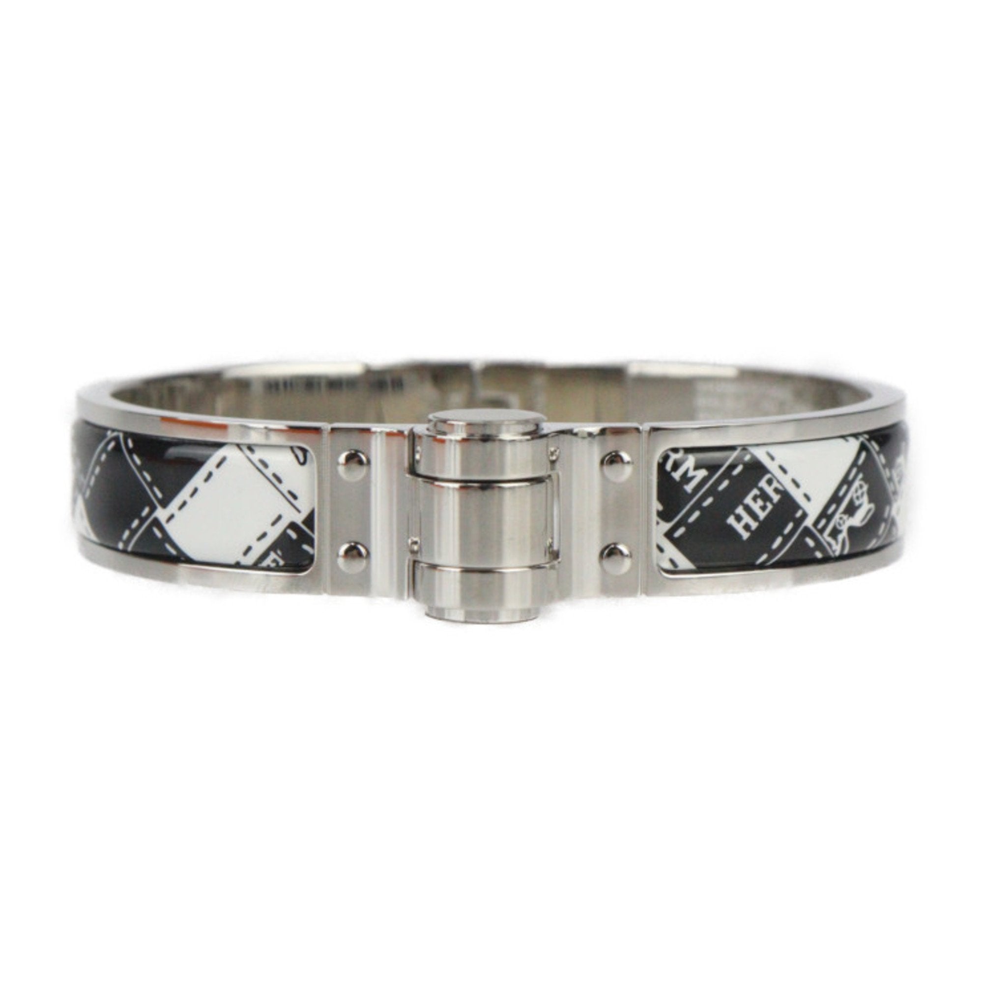 Charnier Bracelet Metal Cloisonne Silver Black White Mini