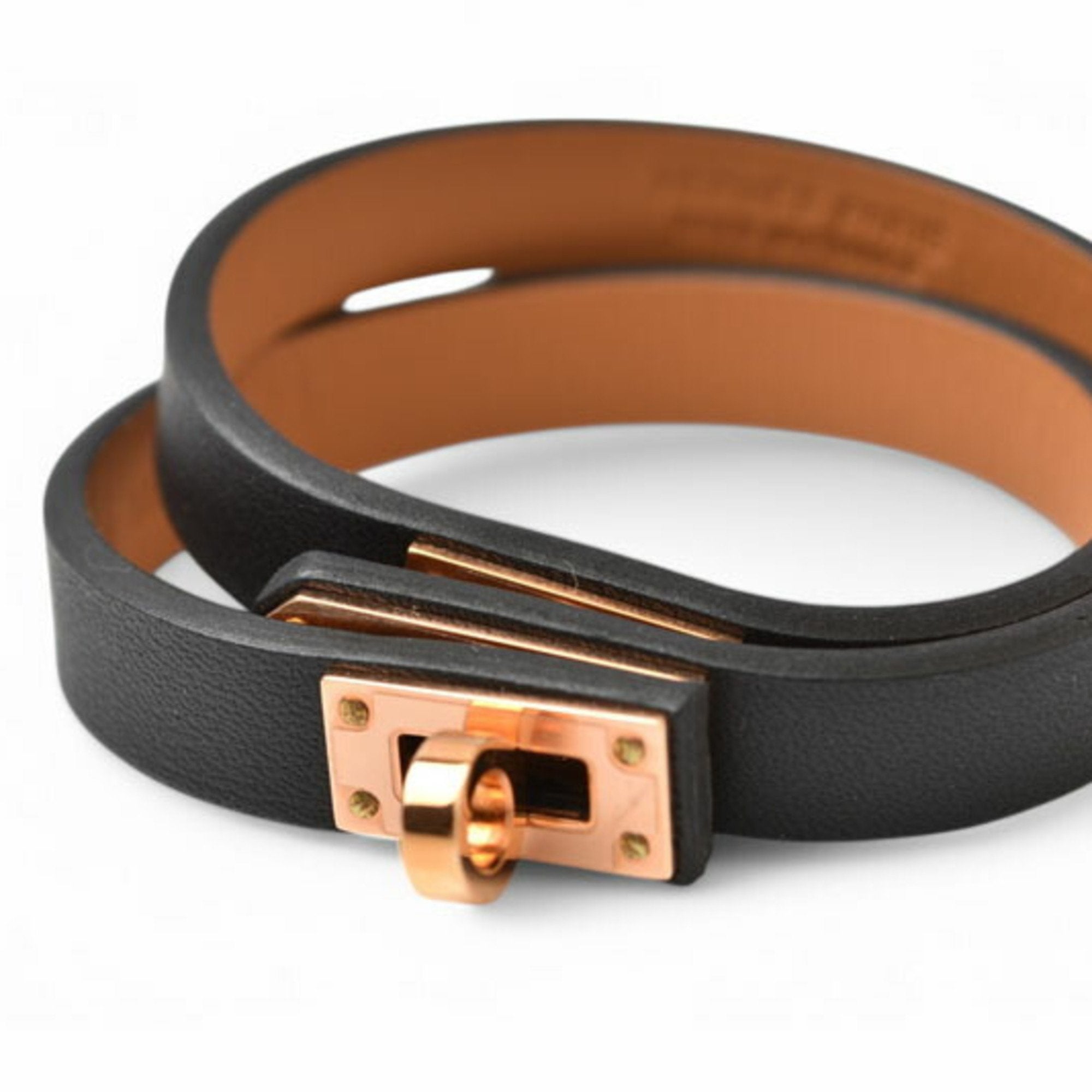 Bangle Leather and 18K Rose Gold Bracelet