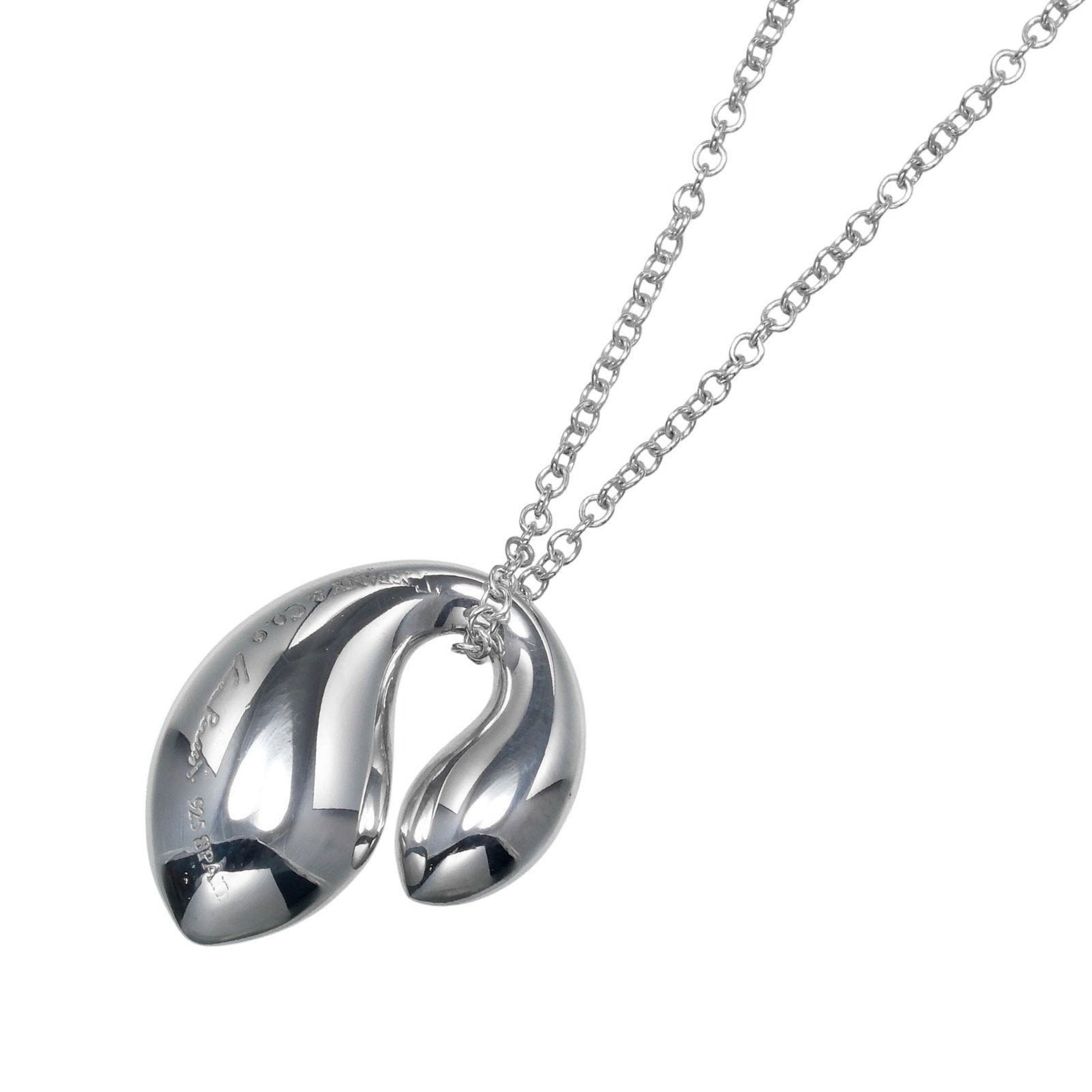 Double Teardrop Pendant Necklace Sterling Silver